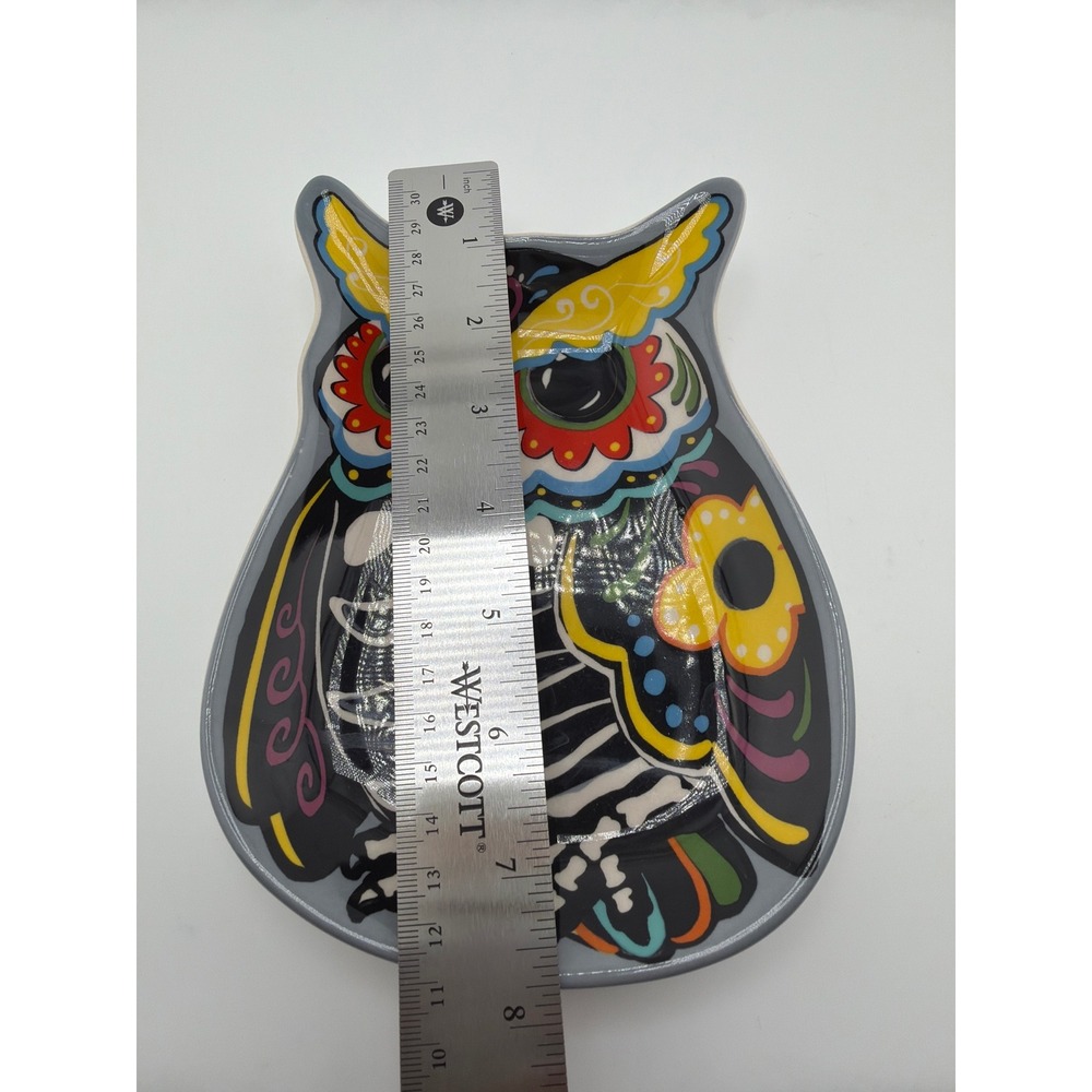 Cracker Barrel Day of the Dead Owl Stoneware Trinket Dish - Picture 4 of 5